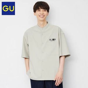 GU DEMON SLAYER Light Gray Short Sleeve Shirt Men Size XL